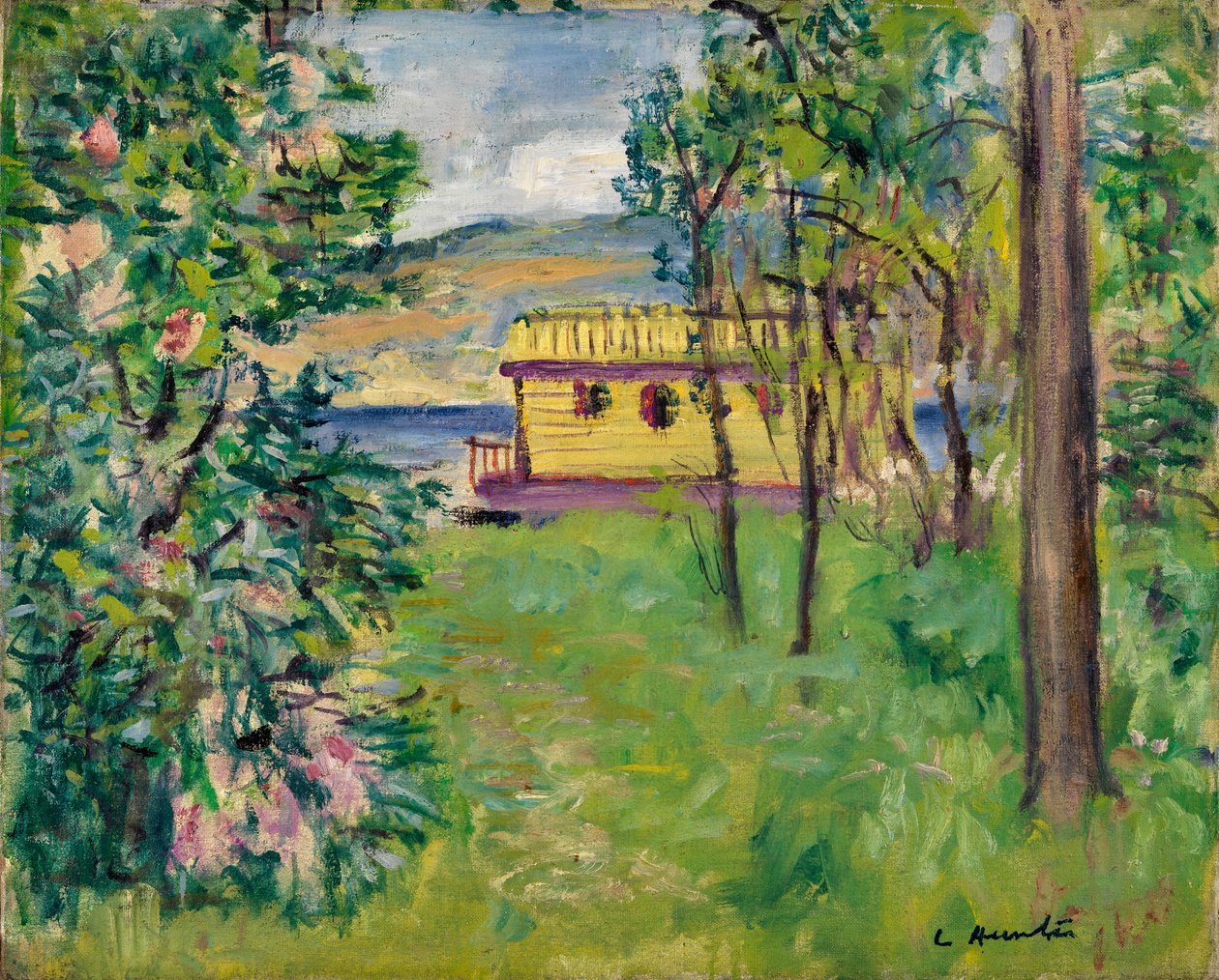 Houseboat, Loch Lomond, c.1924-31 (oil on canvas) alkotó: George Leslie Hunter