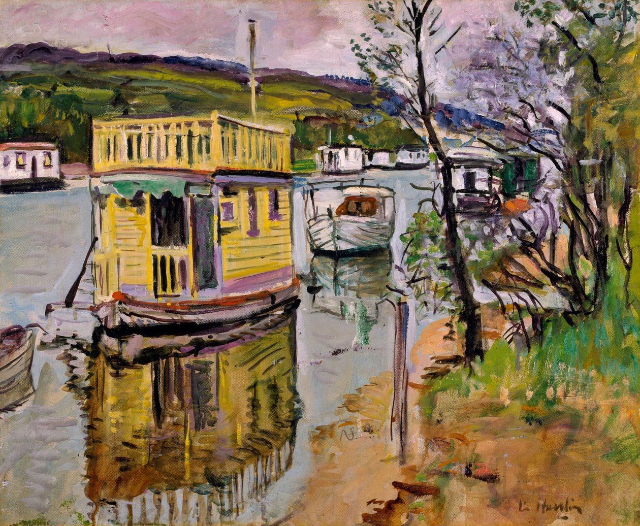 Houseboats, Loch Lomond (oil on canvas) alkotó: George Leslie Hunter
