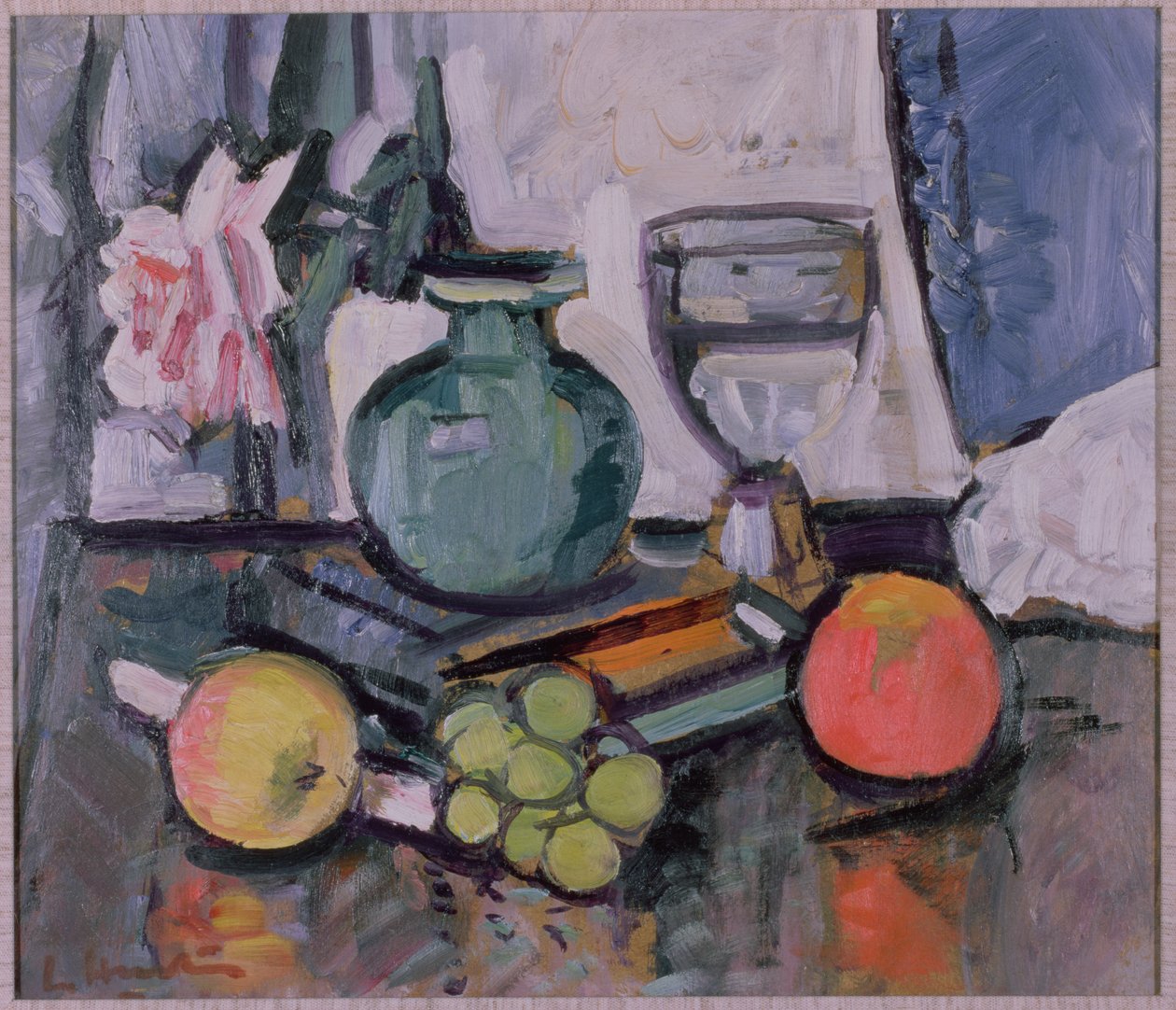 Csendélet, rózsa és gyümölcs alkotó: George Leslie Hunter