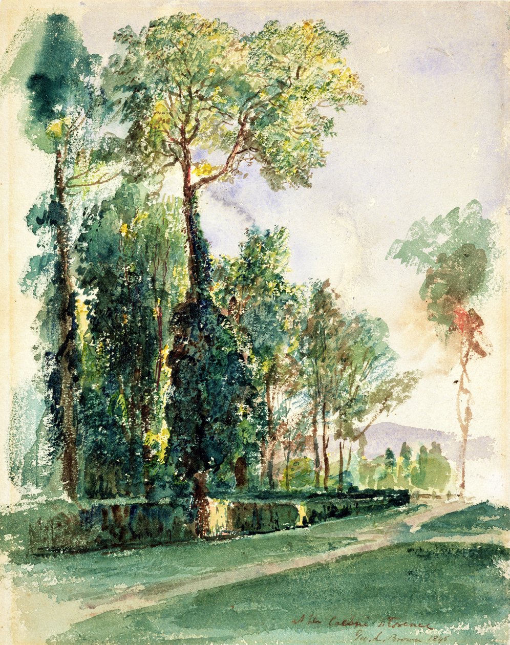 A Cascine-ban, Firenze, 1845 (wc papíron) alkotó: George Loring Brown