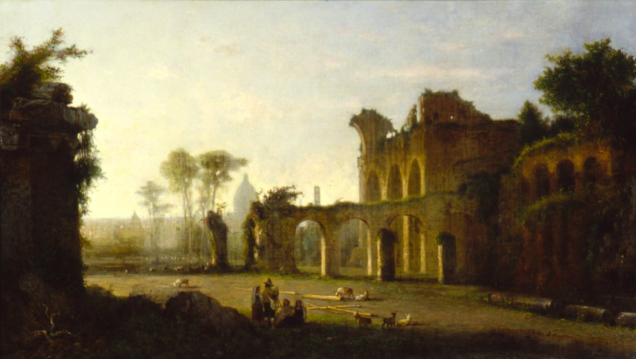 A Béke Templomának látképe a Forum Romanumban alkotó: George Loring Brown