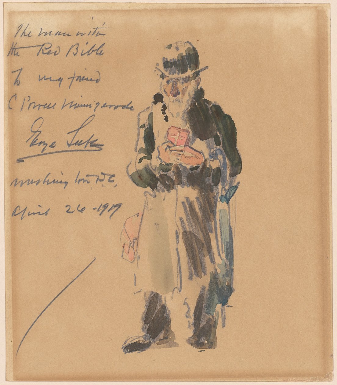 Az ember a vörös Bibliával alkotó: George Luks