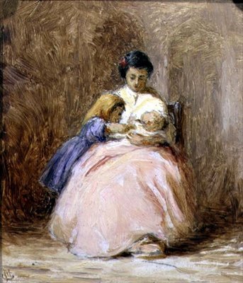 Az új baba, 1870 körül (olaj, vászon) alkotó: George Manson