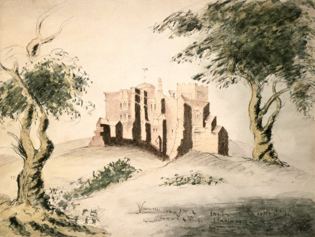 Woodstock régi kastélya, 18. század (wc és kréta papíron) alkotó: George Marquis of Blandford