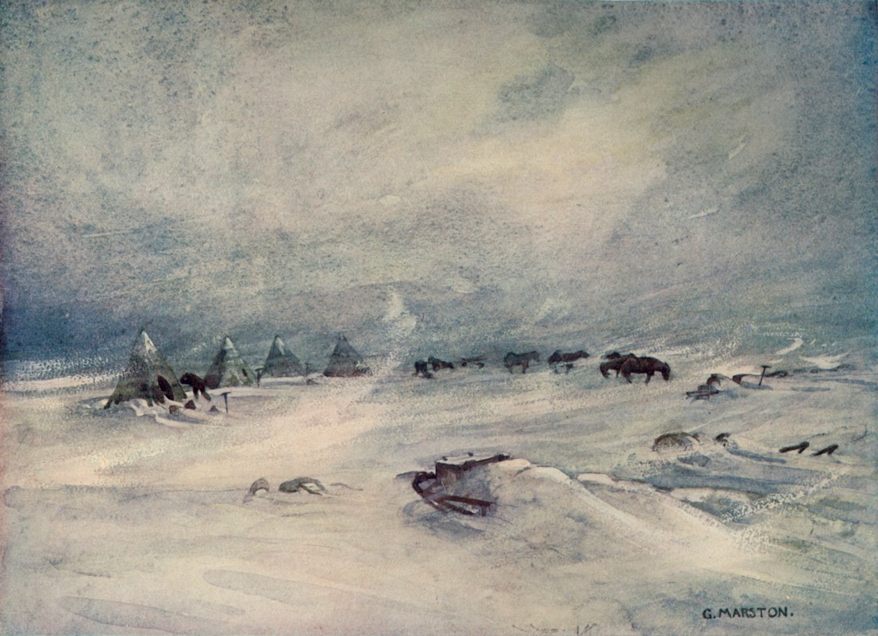 A Blizzard on the Barrier, c1908, 1909. alkotó: George Marston