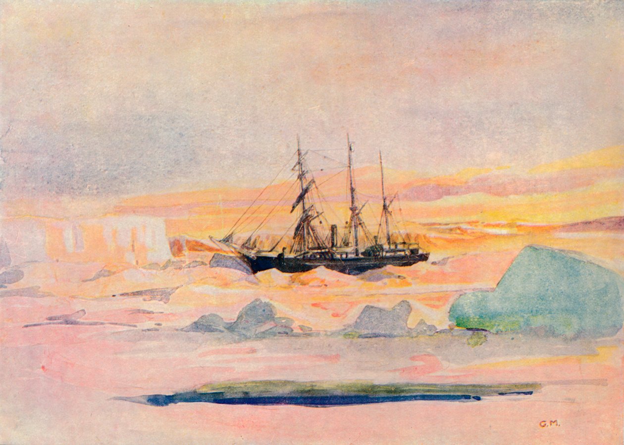 Shackletons hajó, a Nimrod, McMurdo Soundban, 1909, 1912 alkotó: George Marston