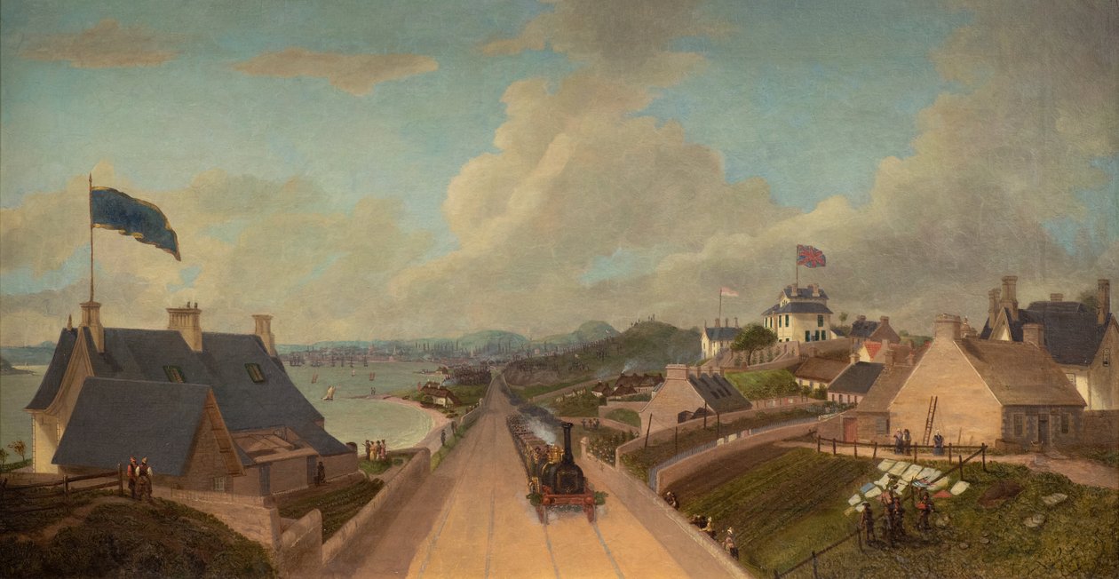 A Dundee és Arbroath vasút megnyitása, 1838 körül (olaj, vászon) alkotó: George McGillivray