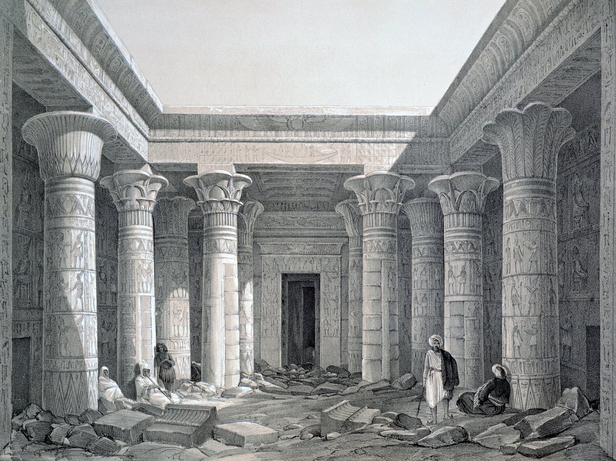 A Nagy Templom udvara, Philae, Egyiptom, 1843 alkotó: George Moore