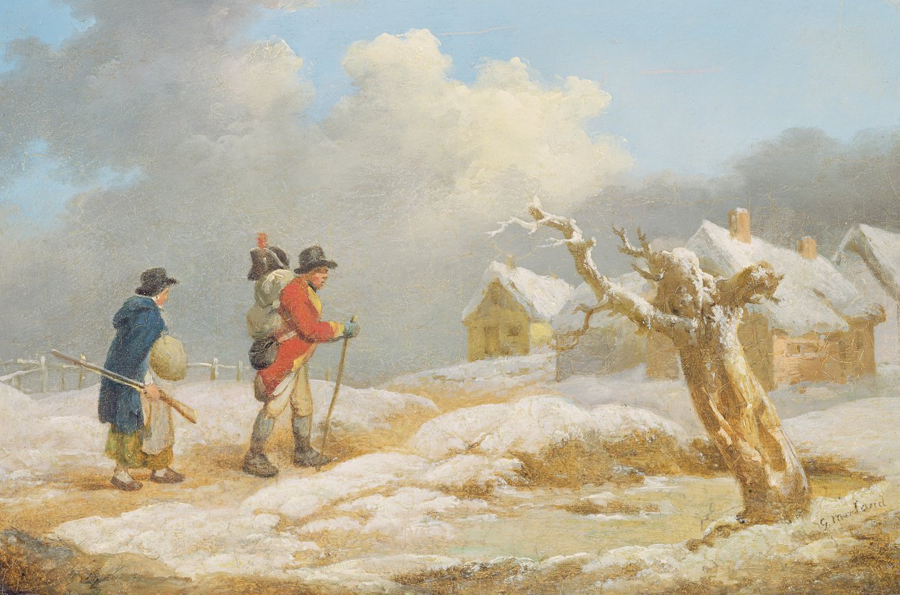 A katona visszatérése (olaj a panelen) alkotó: George Morland