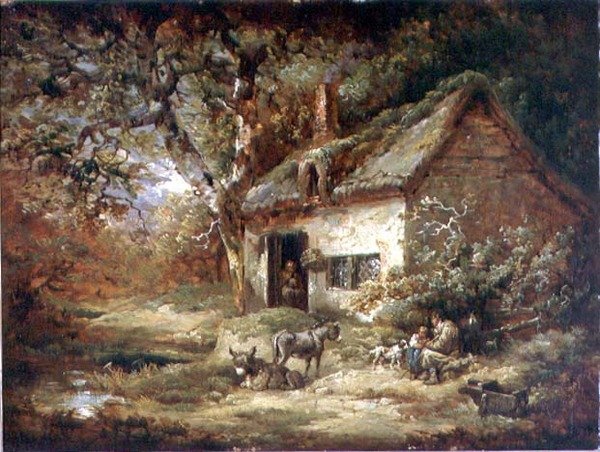 Házikó ajtó szamárral (olaj, vászon) alkotó: George Morland