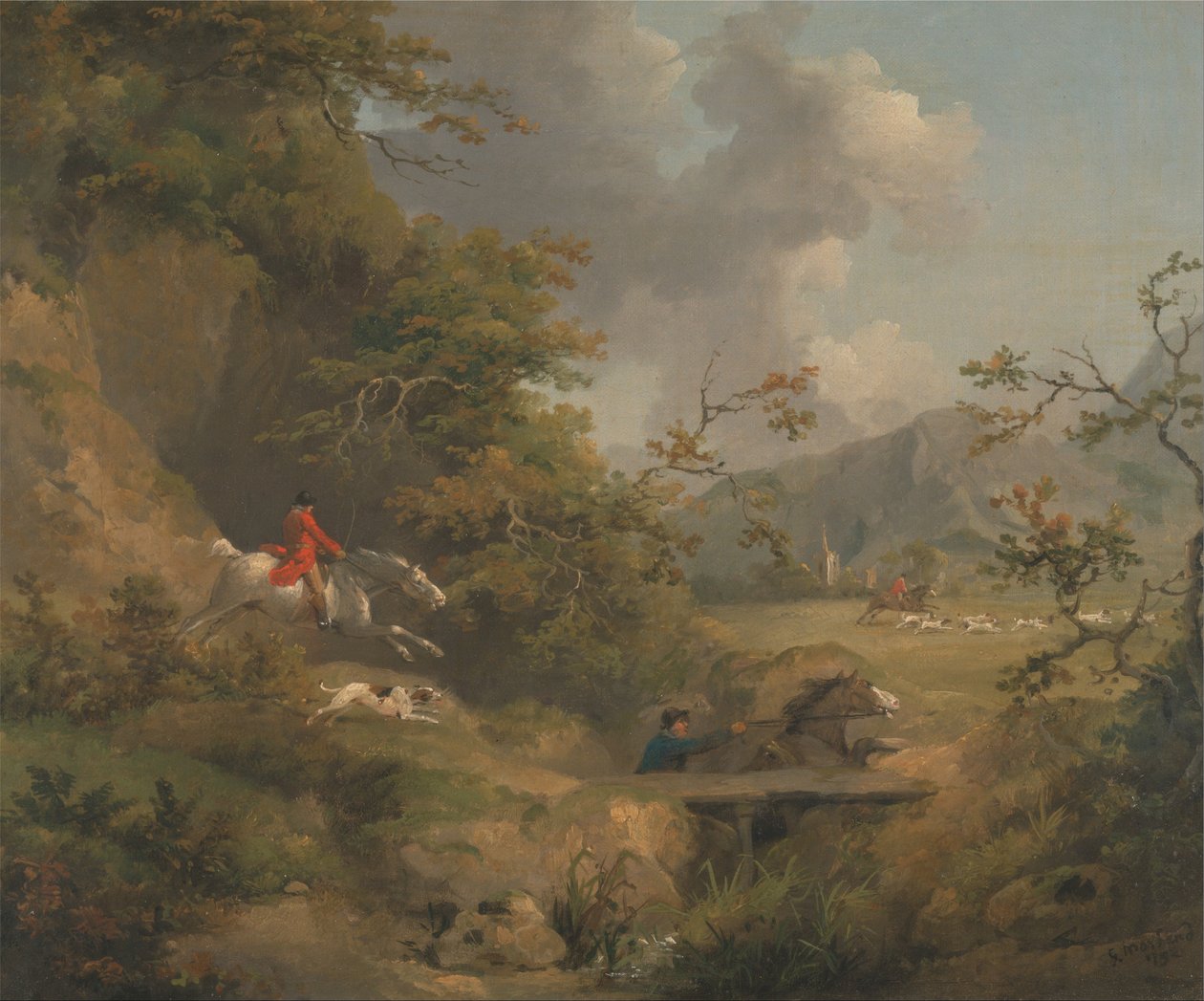 Rókavadászat dombos vidéken alkotó: George Morland
