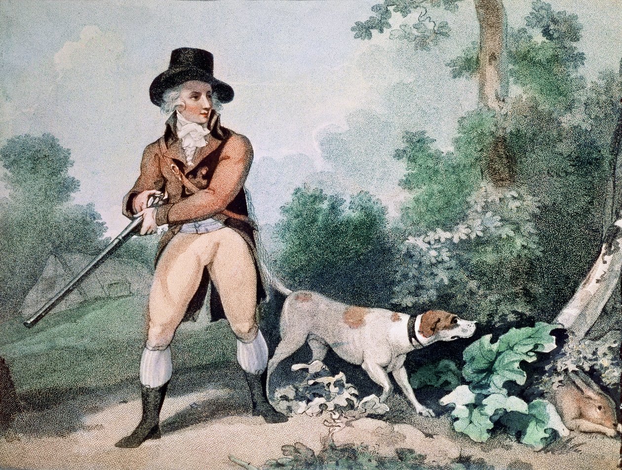 Hare Shooting metszett C. Cotton (stipple gravírozás) alkotó: George Morland