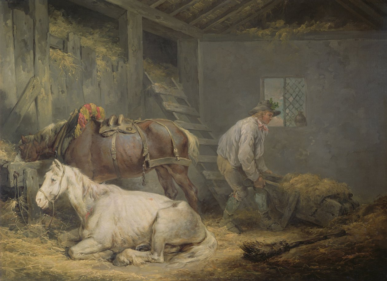 Lovak az istállóban, 1791 alkotó: George Morland