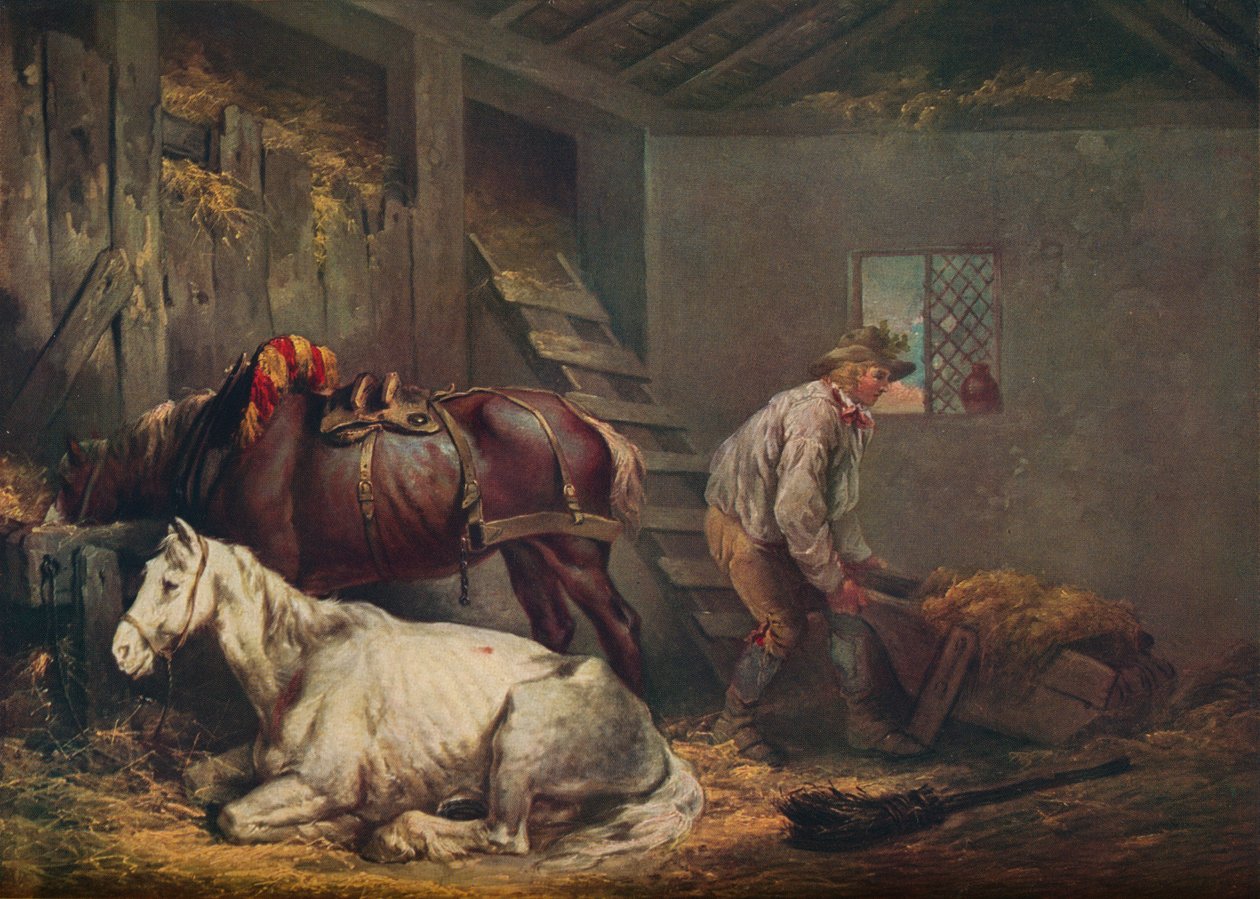 Lovak az istállóban, 1791 alkotó: George Morland