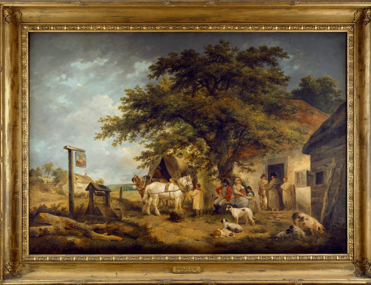 Táj alakokkal egy fogadó ajtajánál (olaj, vászon) alkotó: George Morland