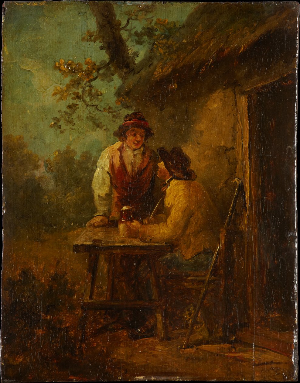 Parasztok egy kunyhó előtt alkotó: George Morland