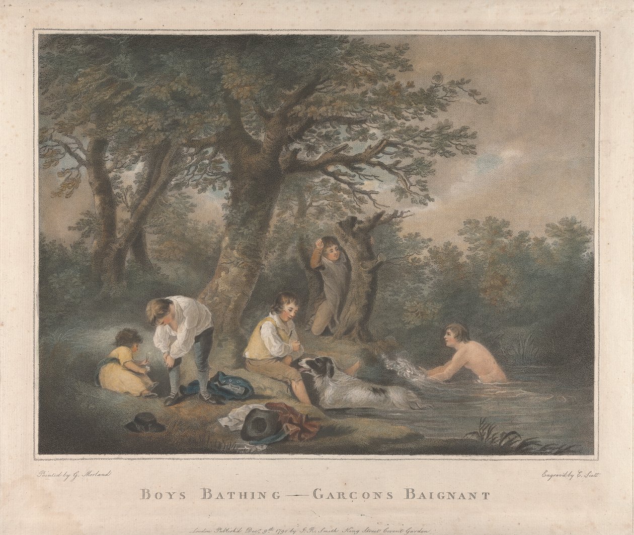 Négyes készlet: Fiúk fürdőzése alkotó: George Morland