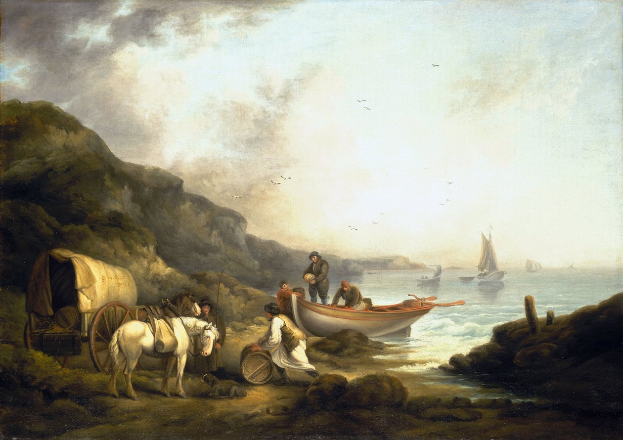 Csempészforgalom a tengerparton. Olaj, vászon, 19. század eleje, George Morland (1763-1804) alkotása. alkotó: George Morland