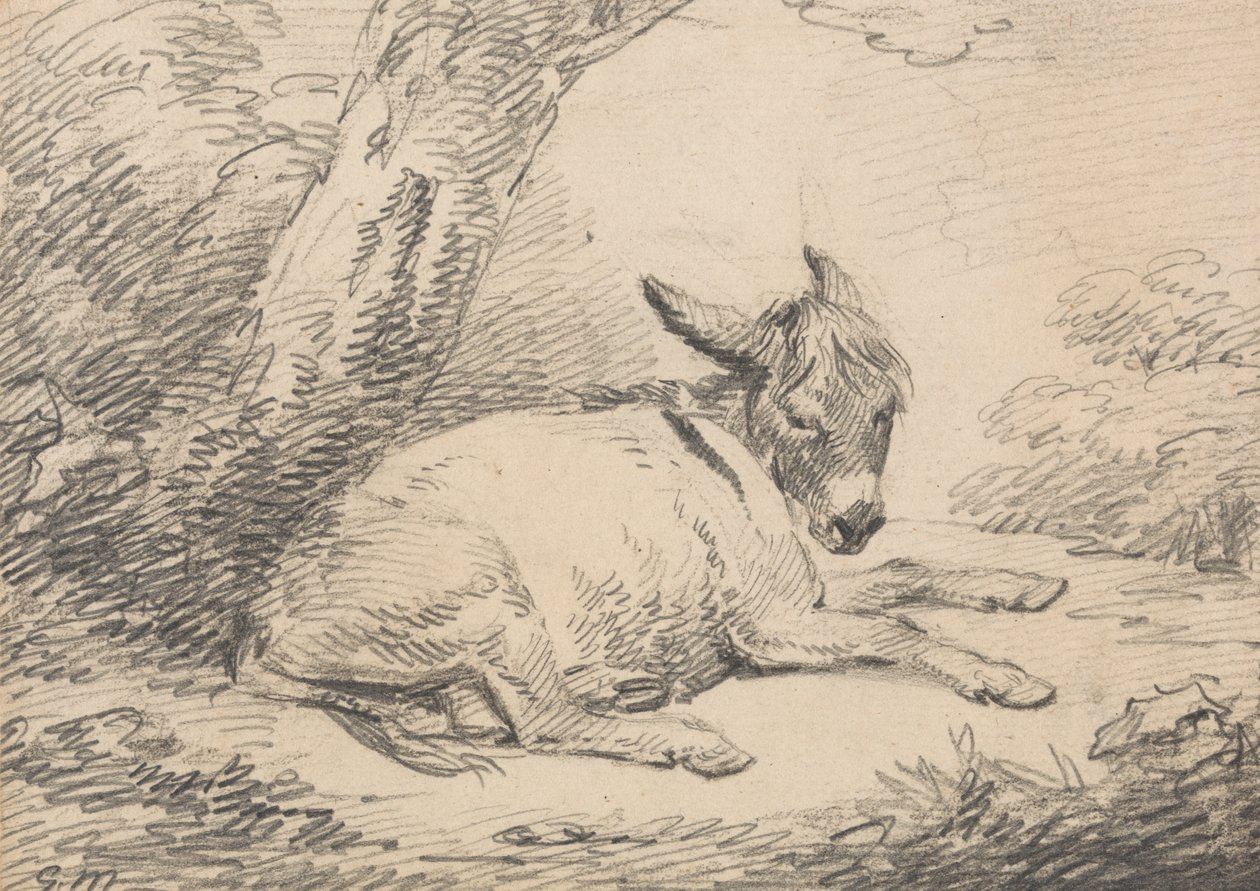 Tanulmány egy szamárról a fa alatt alkotó: George Morland