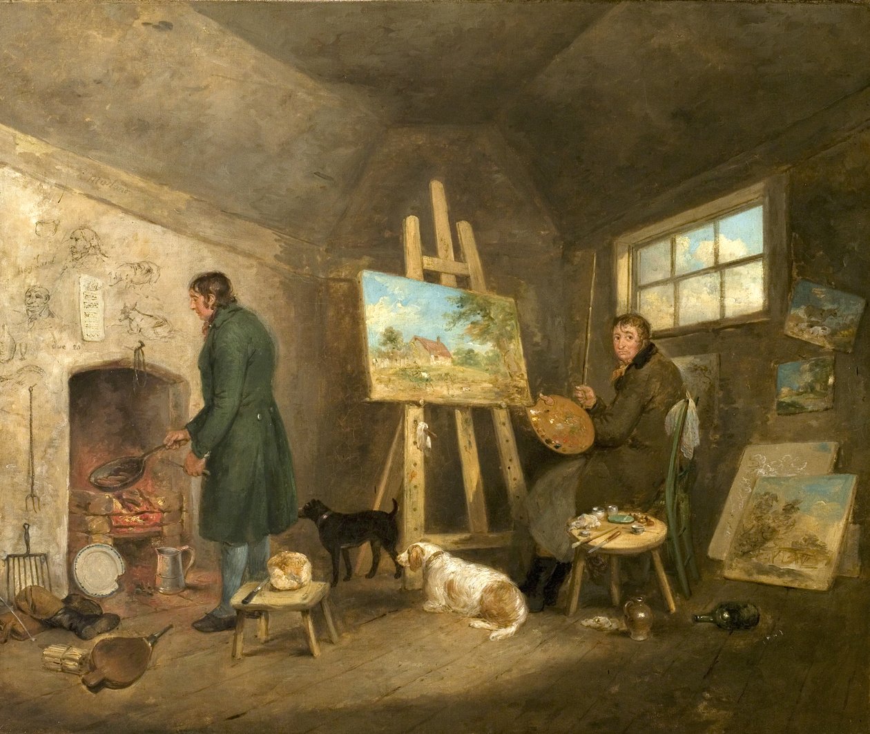 A művész műtermében és az embere, Gibbs, 1802 alkotó: George Morland