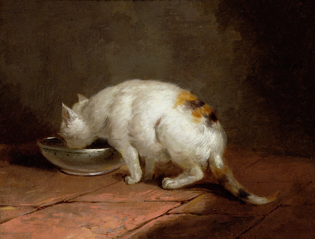 A művész macskája iszik alkotó: George Morland