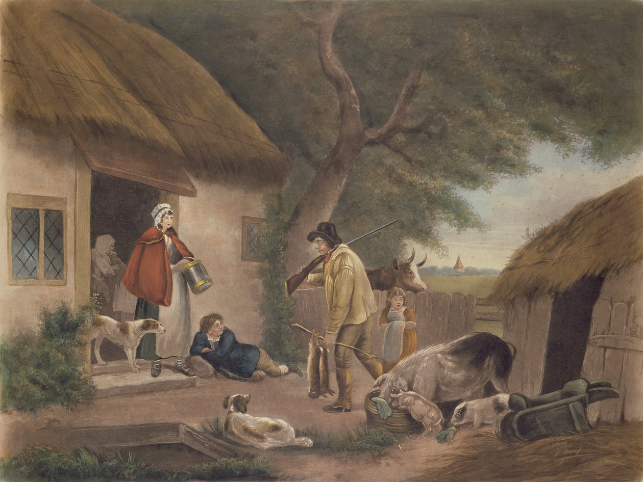 The Warrener, vésette William Ward (1766-1826), pub. H. Morland, 1806 (mezzotinta metszet) alkotó: George Morland