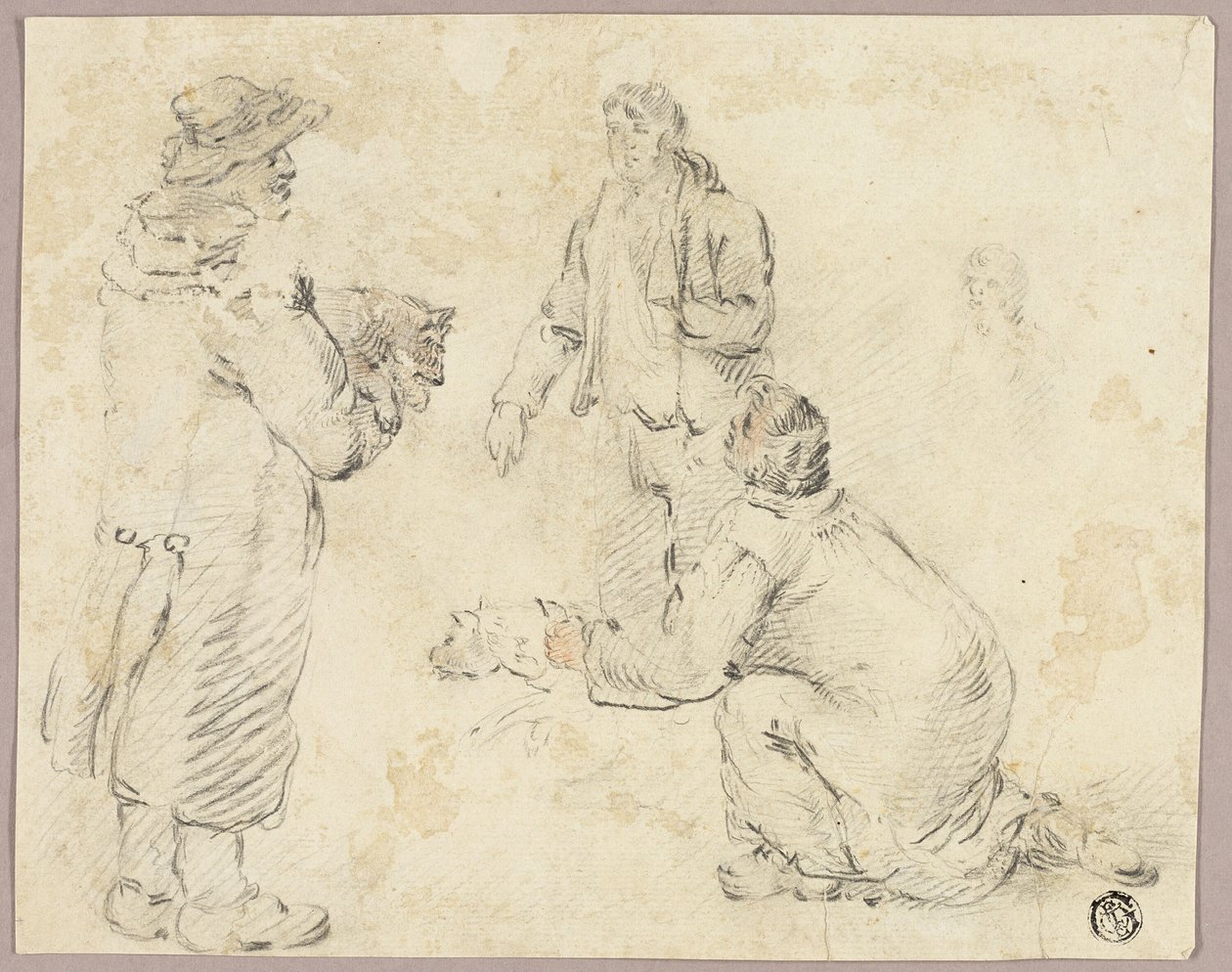 Három férfi kutyákkal alkotó: George Morland