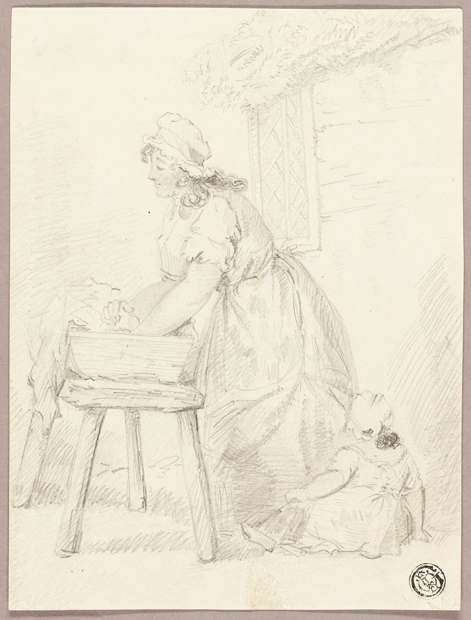 Nő mosás ruhát alkotó: George Morland
