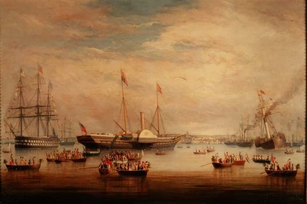 A Royal Yacht "Victoria & Albert" horgonynál Corknál alkotó: George Mounsey Wheatley Atkinson