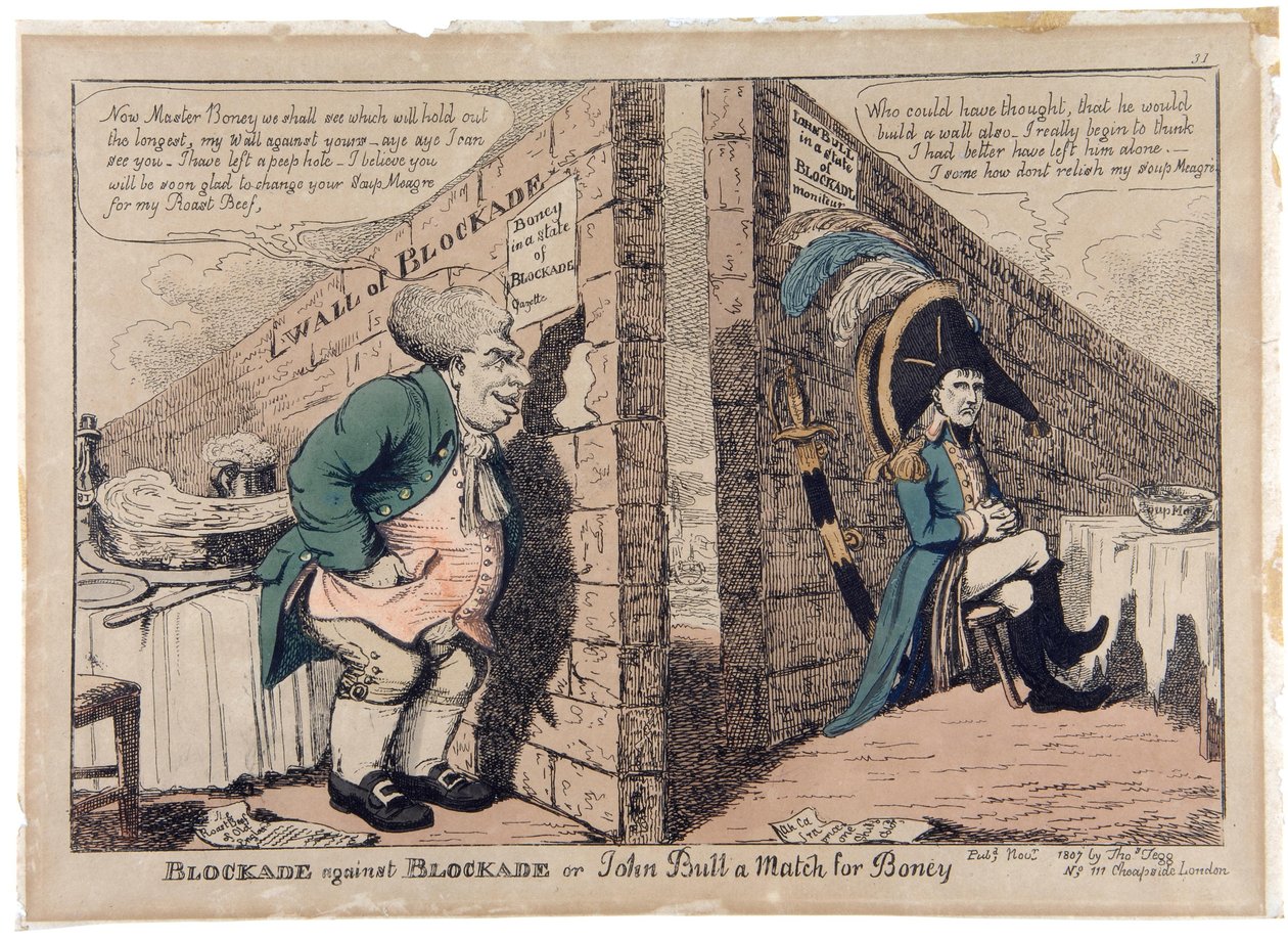 Blockade against Blockade vagy John Bull a Match for Boney alkotó: George Moutard Woodward