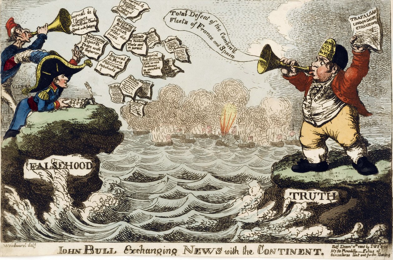 John Bull (a brit nemzet ikonja) híreket cserél a kontinenssel alkotó: George Moutard Woodward