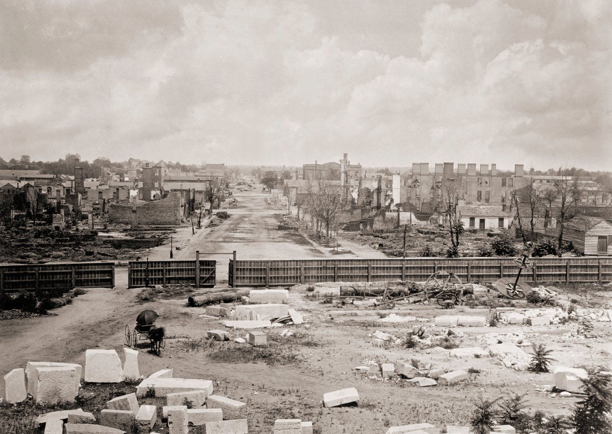 Columbia, Dél-Karolina, USA az 1865-ös tűzvész után (f/w fotó) alkotó: George N. Barnard