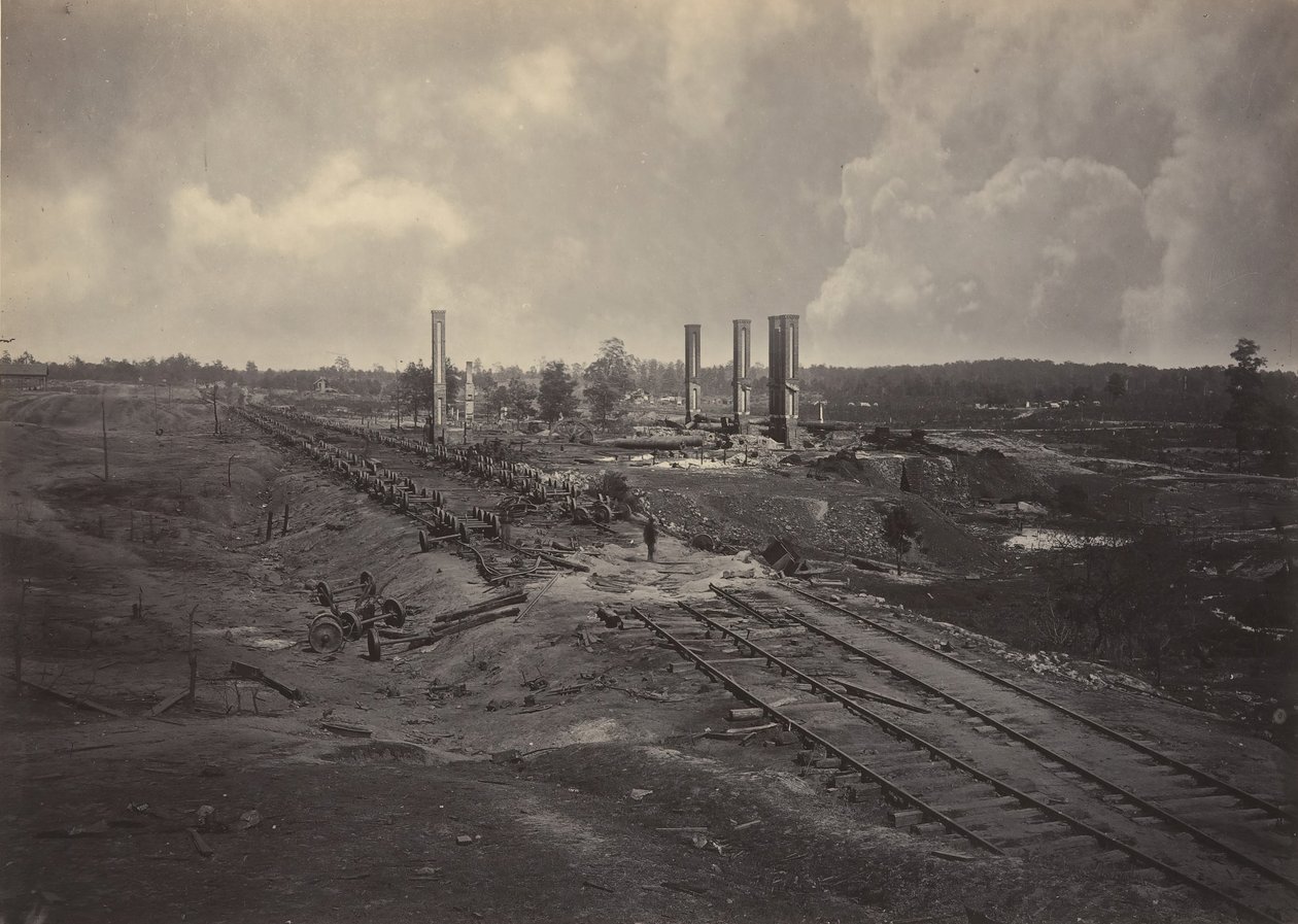 A Hood-rendelet-vonat megsemmisítése, 1860-as évek. alkotó: George N. Barnard