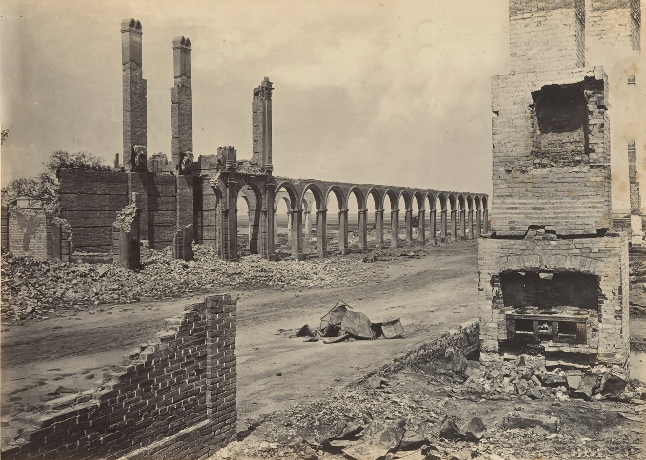 Az R.R. Depot romjai, Charleston, Dél-Karolina, 1860-as évek. alkotó: George N. Barnard