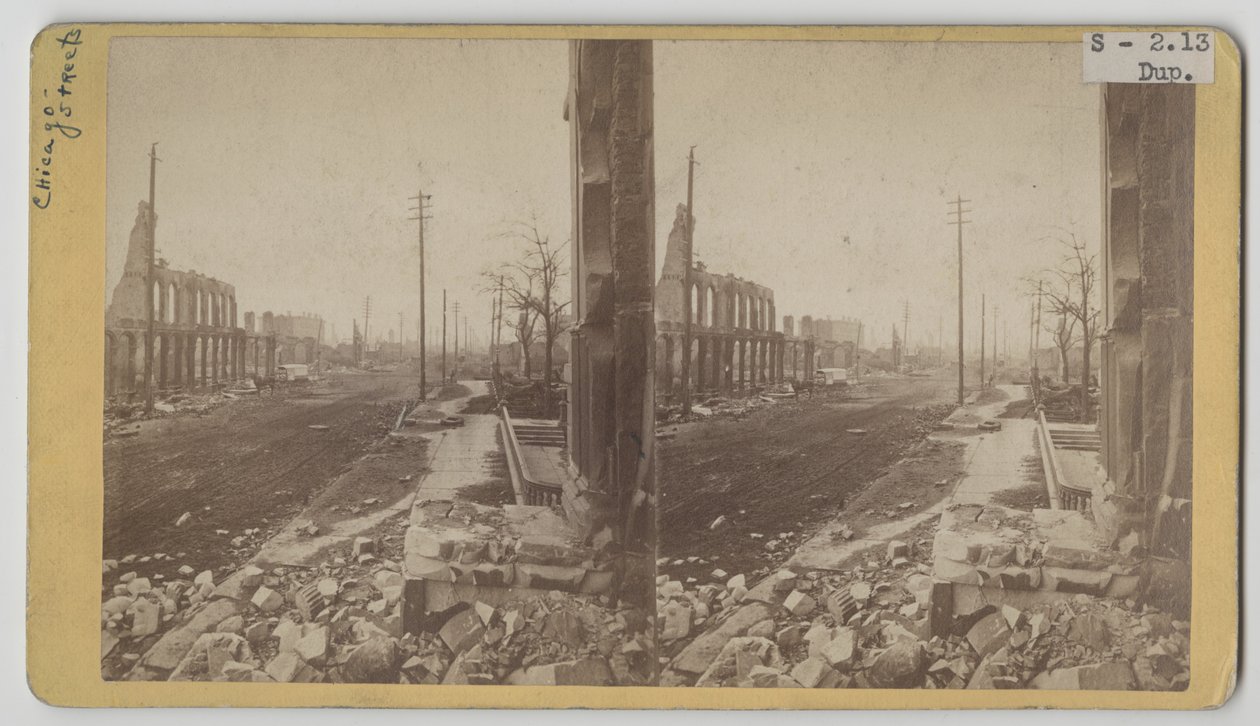 A Clark Street sztereográf képe az 1871-es chicagói tűzvész után alkotó: George N. Barnard