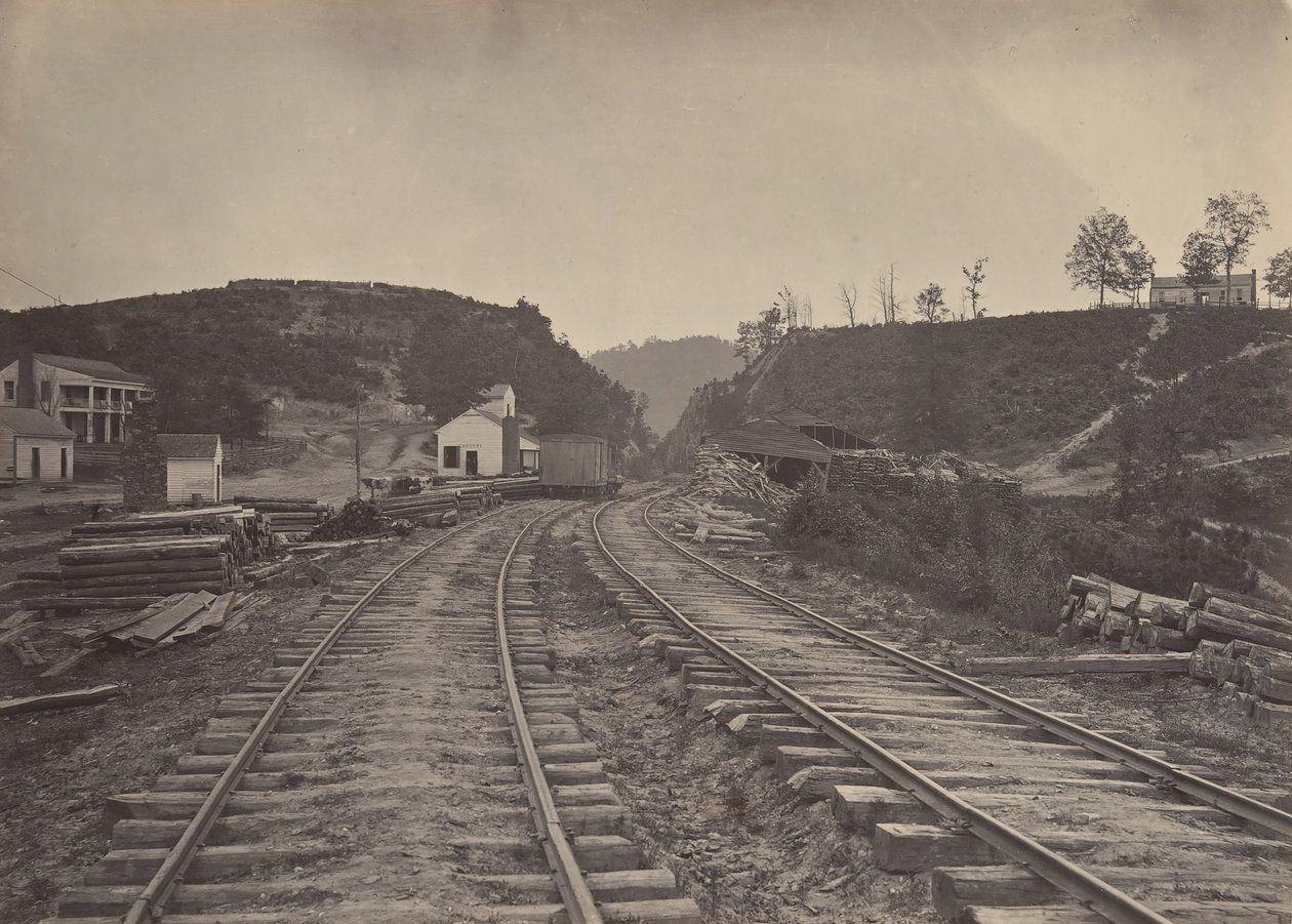 Az Allatoona-hágó észak felé néz, Georgia, 1860-as évek. alkotó: George N. Barnard