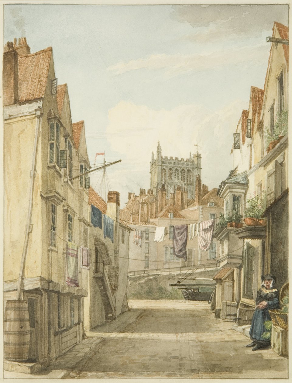 Aldersey Lane (ceruza és akvarell papíron) alkotó: George Orleans Delamotte