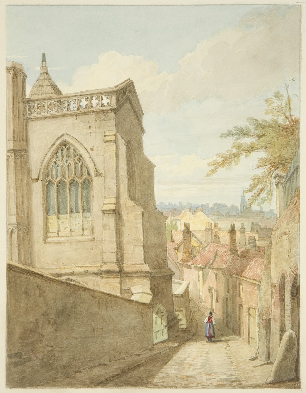 East End of St Mary Redcliffe (ceruza és akvarell papíron) alkotó: George Orleans Delamotte