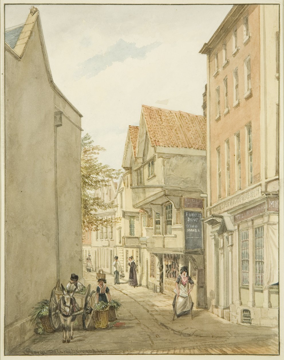 A Small Streetre nézve (ceruza és akvarell papíron) alkotó: George Orleans Delamotte