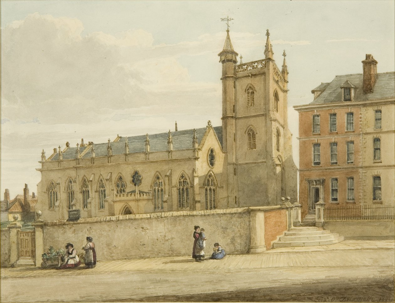 Szent Ágoston-templom (ceruza és akvarell papíron) alkotó: George Orleans Delamotte