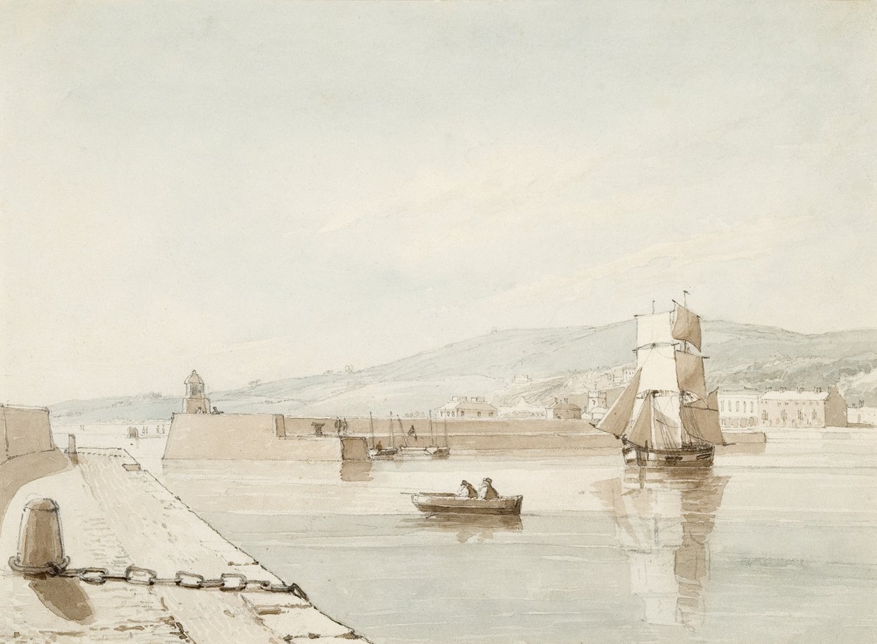 Swansea Harbour (akvarell és ceruza, papír) alkotó: George Orleans Delamotte