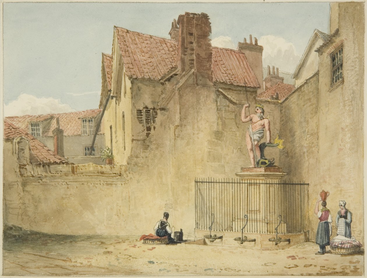 "The Neptune", Church Lane, a Temple Street mellett (ceruza és akvarell papíron) alkotó: George Orleans Delamotte