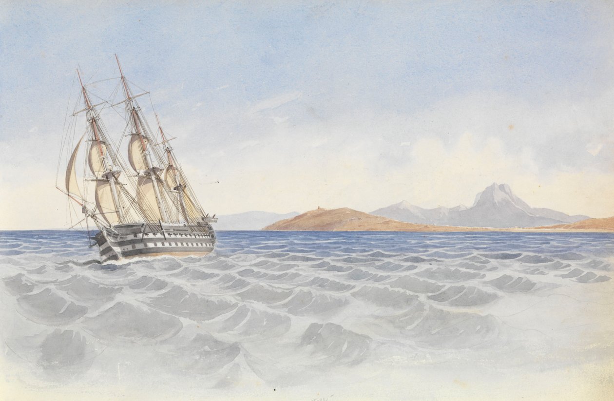 HMS "Bellerophon" a Karthágó-foknál, 1852. április 26. alkotó: George Pechell Mends