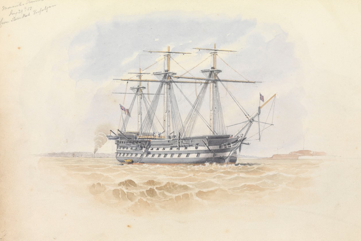 Monarch" Sheernessben a "Trafalgar"-ról 1851. január 29. alkotó: George Pechell Mends