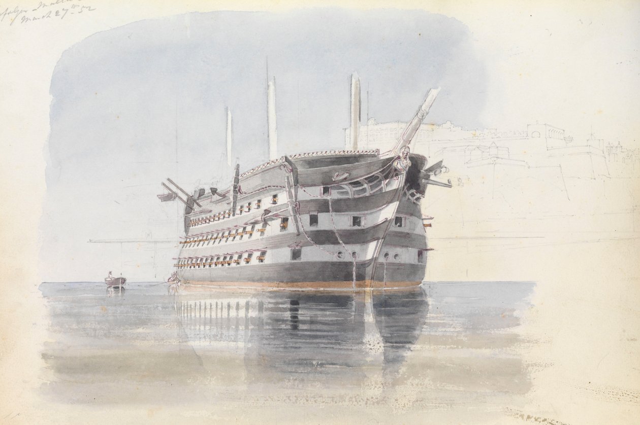 Trafalgar" a felső Barracca alatt, Málta, 1852. március 27. alkotó: George Pechell Mends