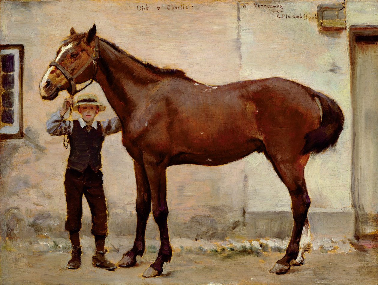 Dick és „Charlie” a Wherwell Priory-ban (olaj a fedélzeten) alkotó: George Percy Jacomb Hood