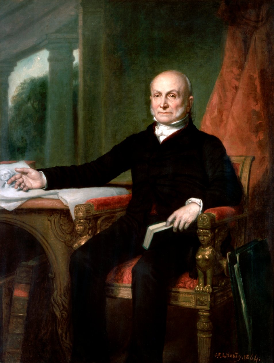 John Quincy Adams elnök hivatalos portréja, George P.A. Healy alkotó: George Peter Alexander Healy