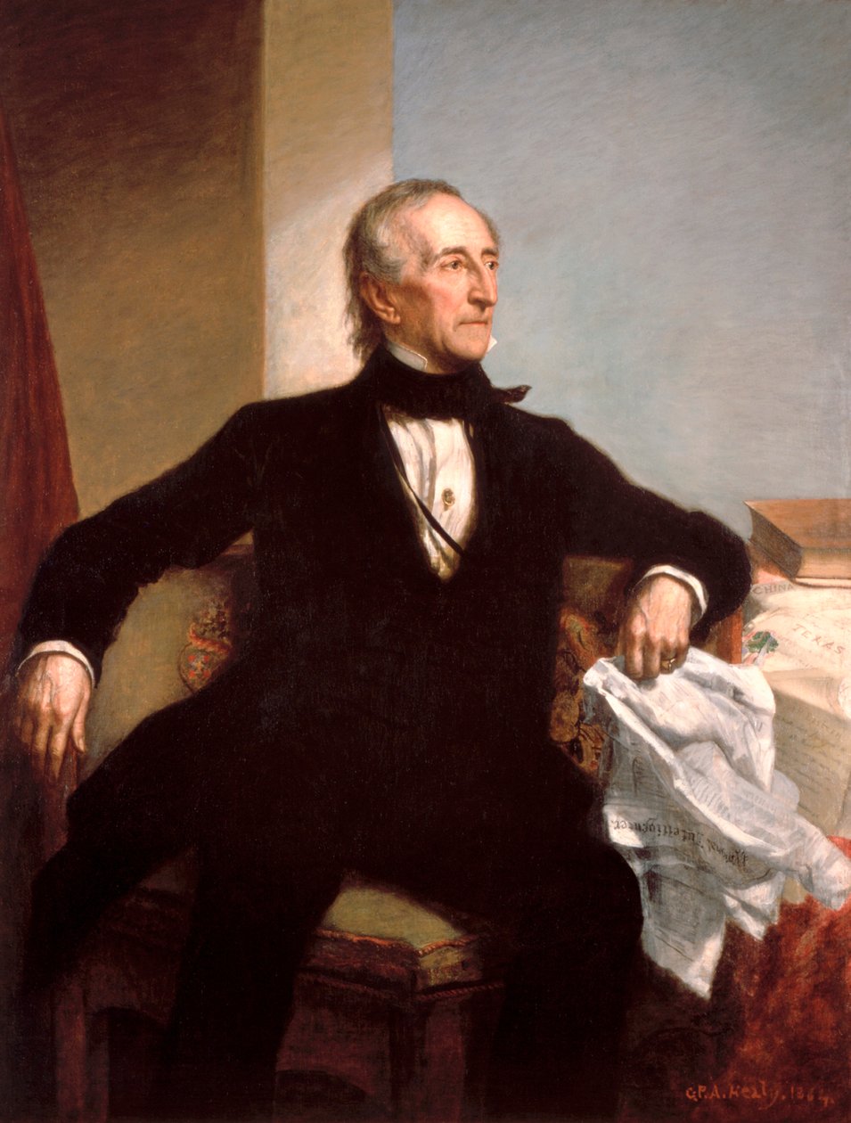 John Tyler elnök hivatalos portréja, George P. A. Healy alkotó: George Peter Alexander Healy
