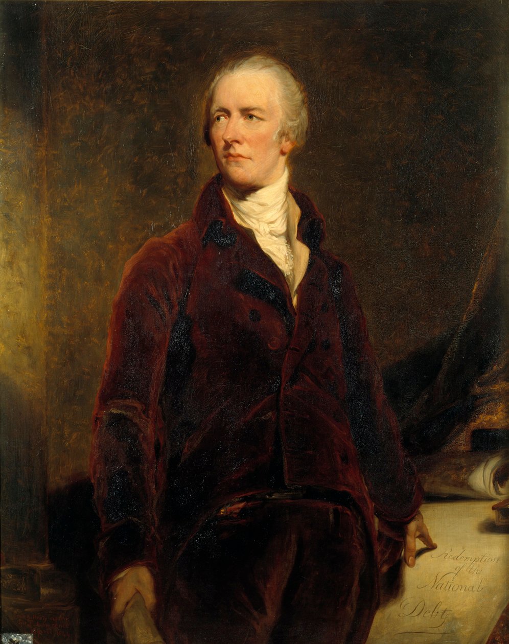 William Pitt (1759-1806) Nagy-Britannia pénzügyminiszterének portréja Georges Healy festménye (1808-1894) 19. század V. 1,27x1,02 m, Sir Thomas Lawrence (1796-1830) után alkotó: George Peter Alexander Healy