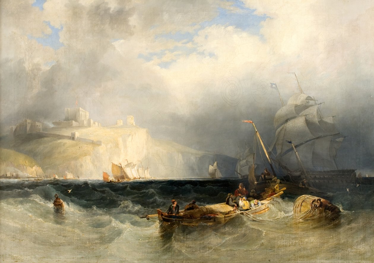 Francia horgászcsónakok szélviharban Dover mellett alkotó: George Philip Reinagle